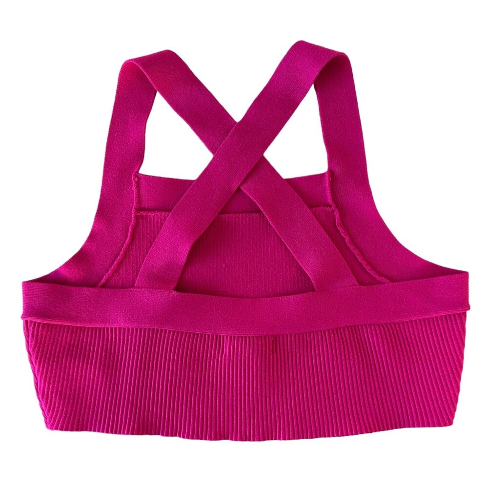 House of Harlow 1960 Woman's Luxe Essentials  Ribbed Cropped Top Size L Fuchsia - Picture 3 of 7